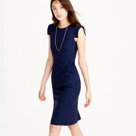 New J Crew Size T18 Tall resume dress Blue MSRP $228 **Defective Zipper** - Picture 1 of 16